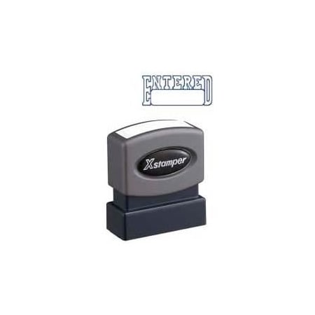 Shachihata Xstamper Pre-Inked Message Stamp, ENTERED, 1-5/8" x 1/2", Blue 1205